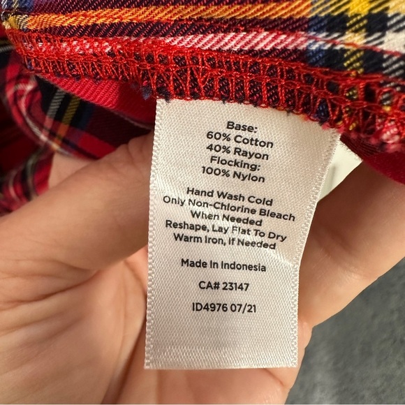 Talbots size med petite red plaid shirt with polka dots, cotton blend, fall - Picture 2 of 12